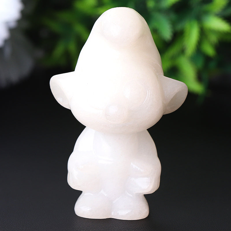 2.6-inch White Jade Crystal Figurine Smurfs Carving