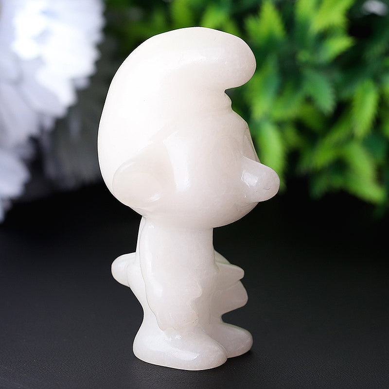 2.6-inch White Jade Crystal Figurine Smurfs Carving