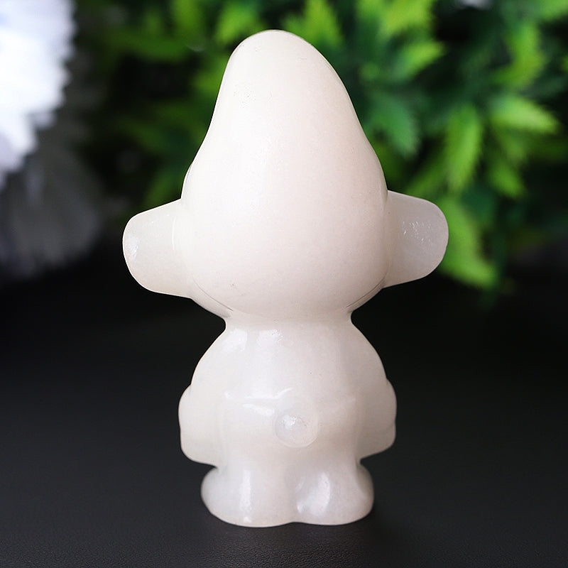 2.6-inch White Jade Crystal Figurine Smurfs Carving