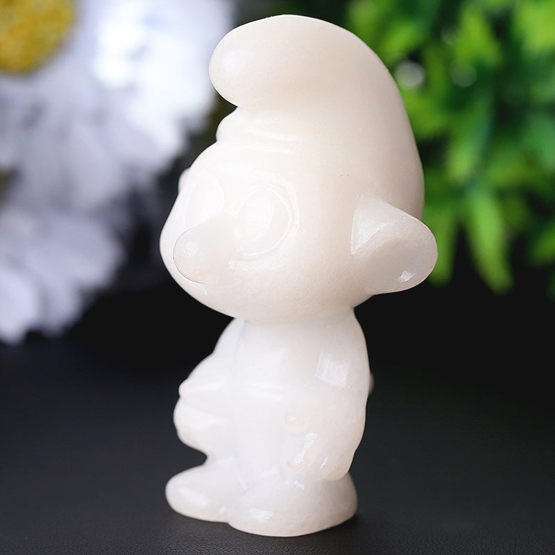 2.6-inch White Jade Crystal Figurine Smurfs Carving