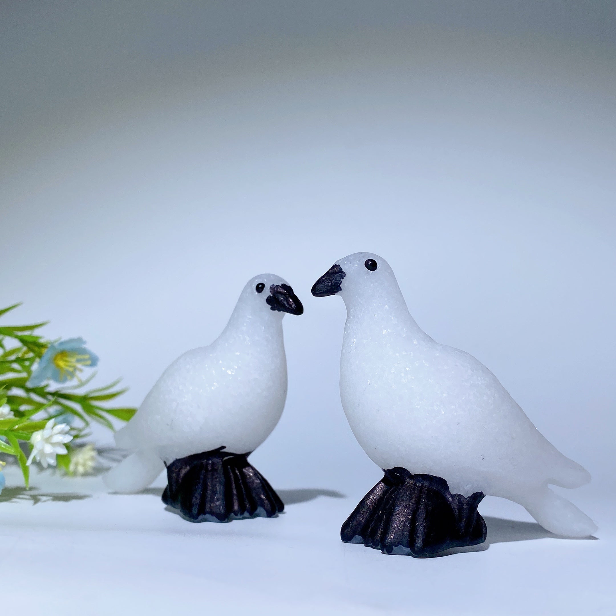 2.6 Inch White Jade Pigeon Crystal Figurine Healing Statue