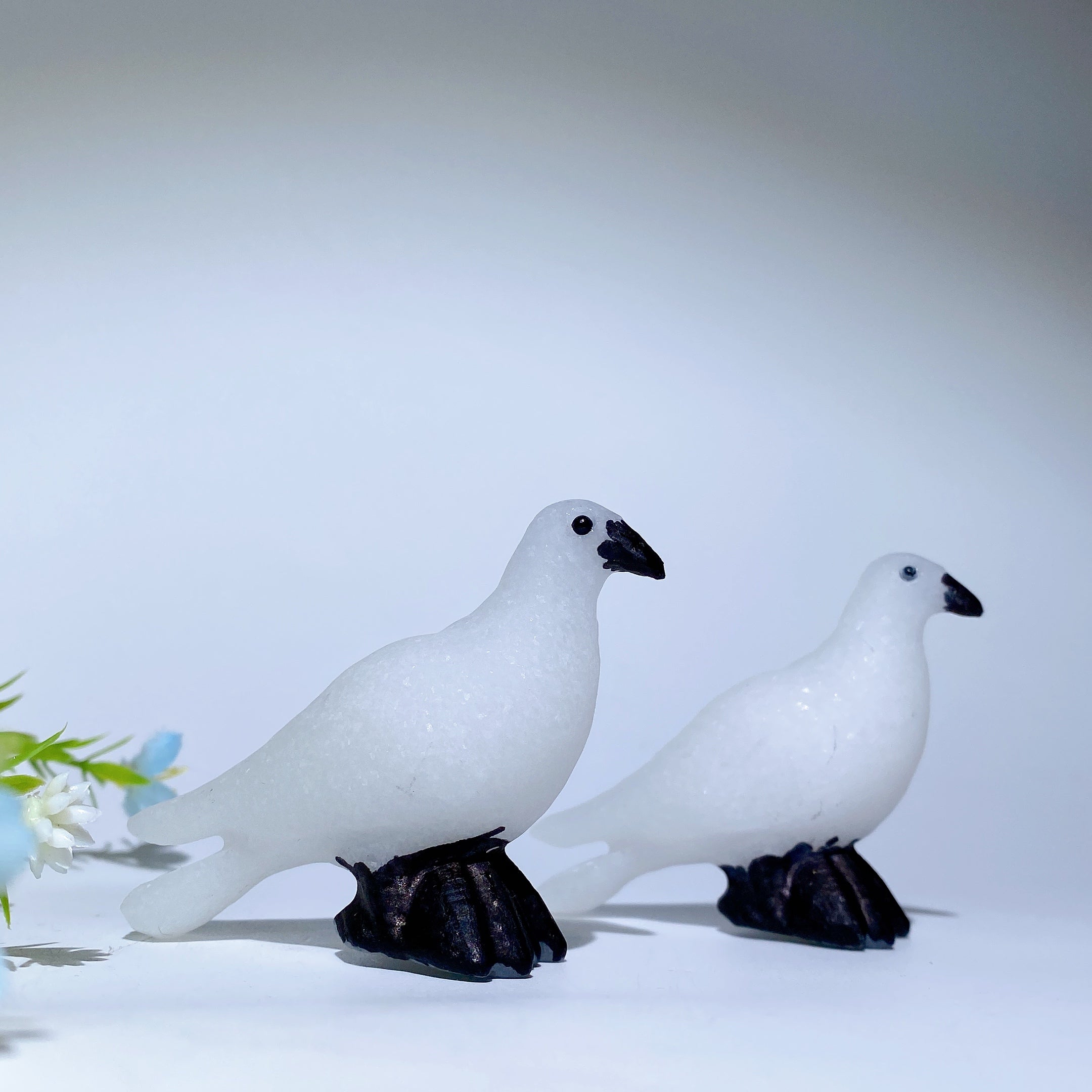 2.6 Inch White Jade Pigeon Crystal Figurine Healing Statue