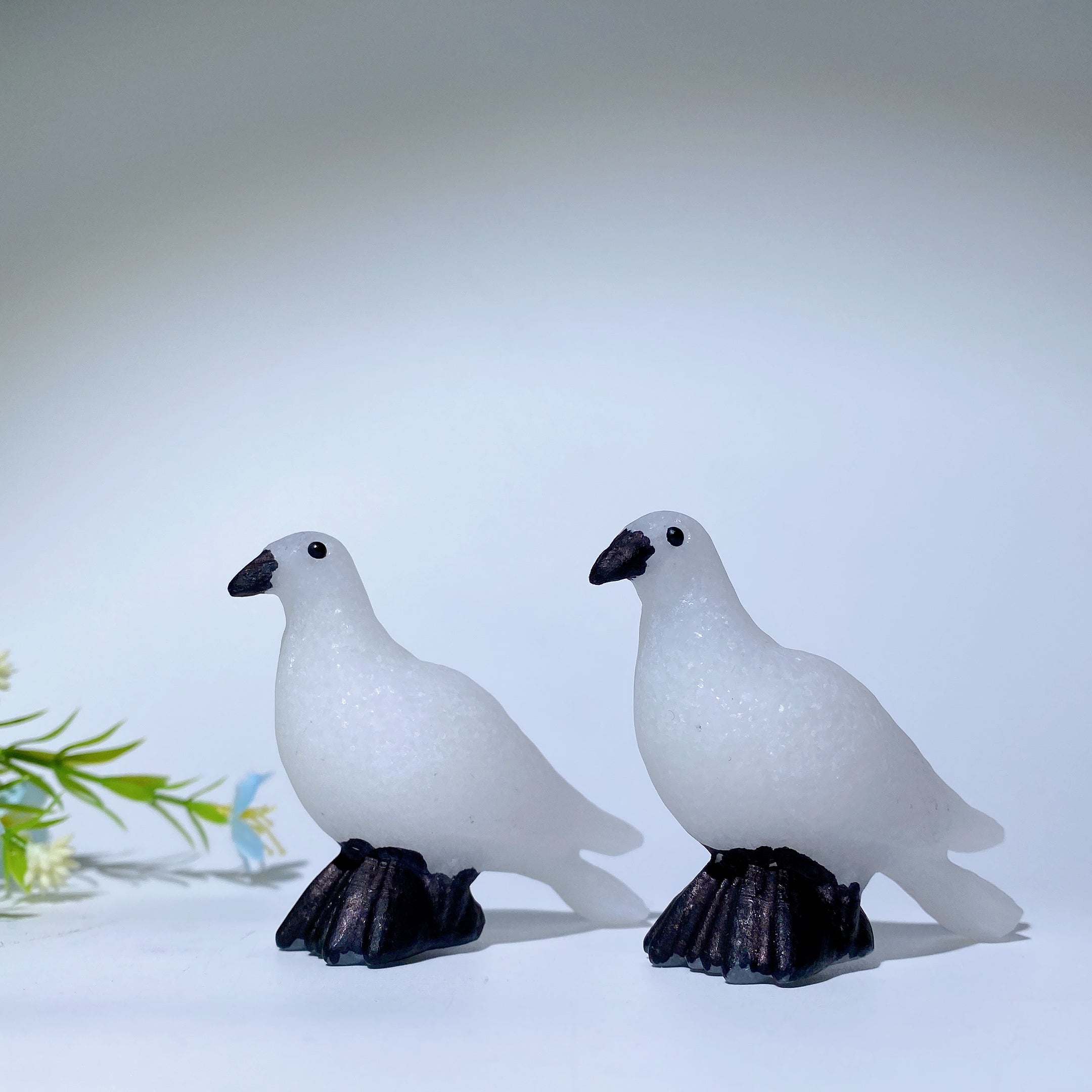 2.6 Inch White Jade Pigeon Crystal Figurine Healing Statue
