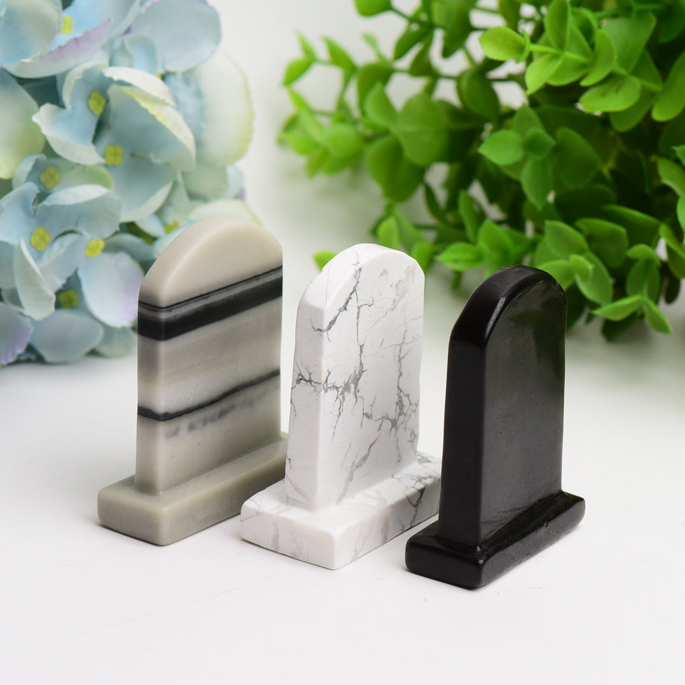 2.6" Mixed Crystal Tombstone Carvings for Healing