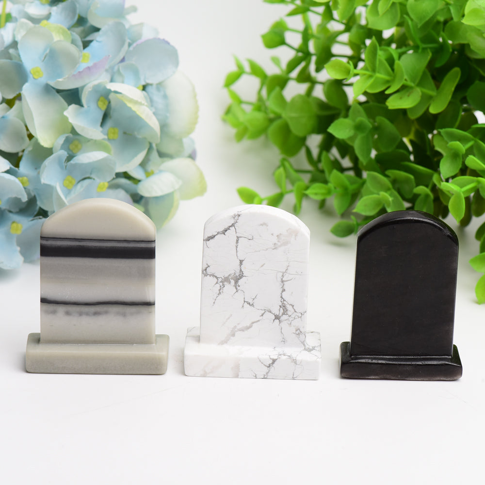 2.6" Mixed Crystal Tombstone Carvings for Healing
