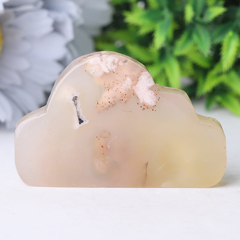 2.65 Inch Flower Agate Cloud Crystal Figurine Carving
