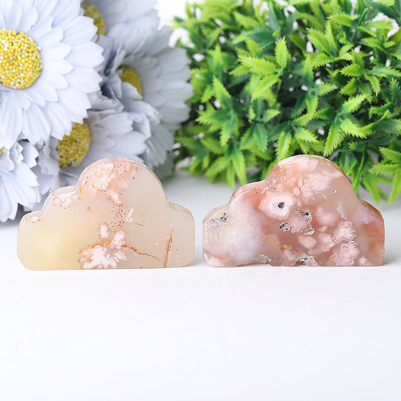 2.65 Inch Flower Agate Cloud Crystal Figurine Carving