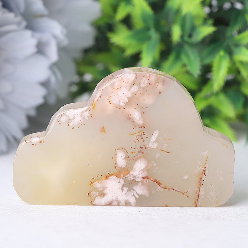 2.65 Inch Flower Agate Cloud Crystal Figurine Carving