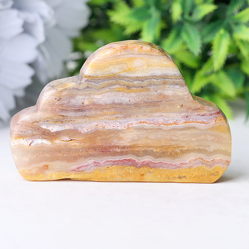 2.7" Crazy Agate Cloud Crystal Figurine Carving