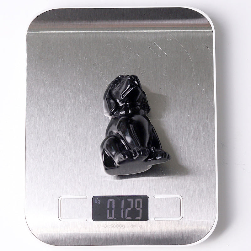 2.7 inch Black Obsidian Dog Crystal Figurine for Protection