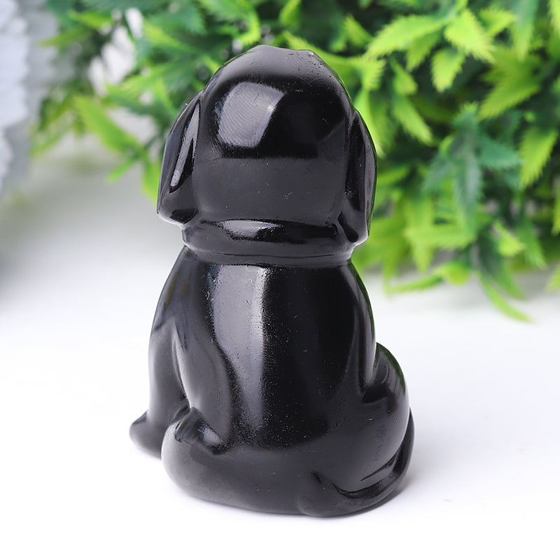 2.7 inch Black Obsidian Dog Crystal Figurine for Protection