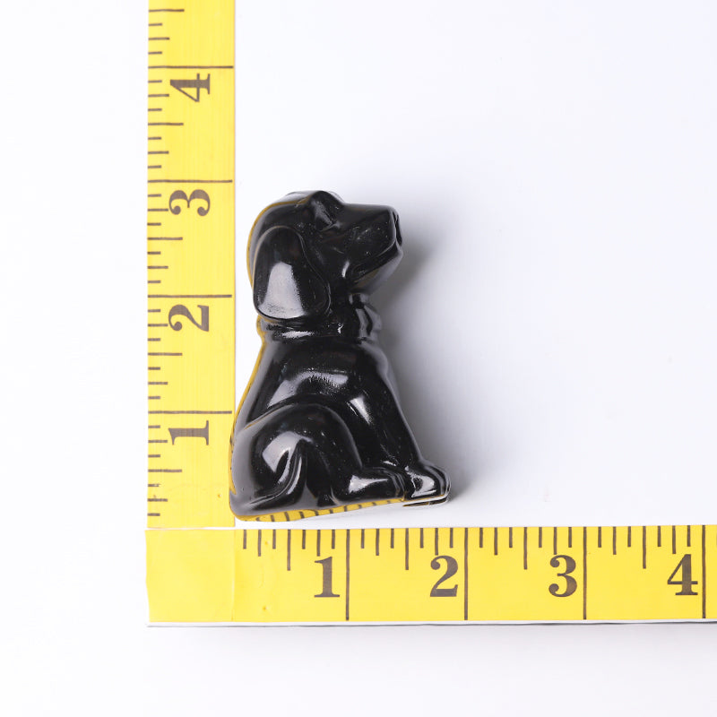 2.7 inch Black Obsidian Dog Crystal Figurine for Protection