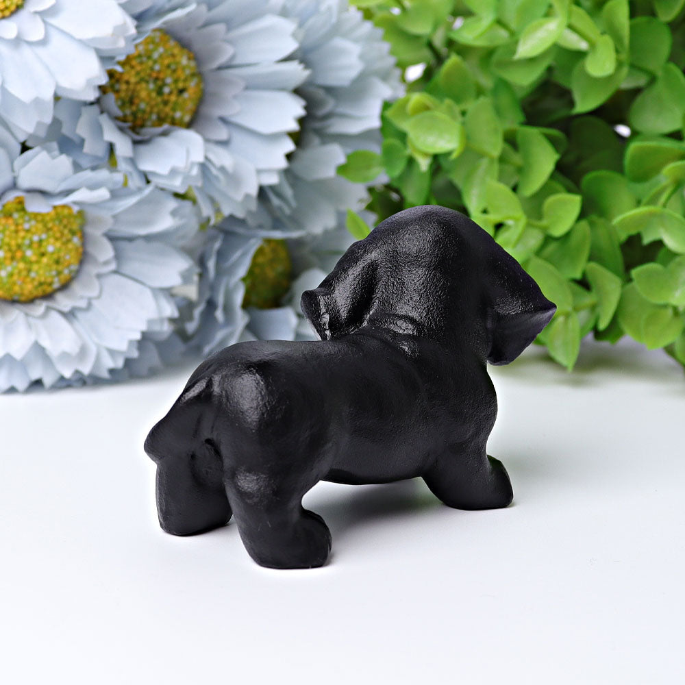 2.7 inch Black Obsidian Healing Crystal Dog Figurine