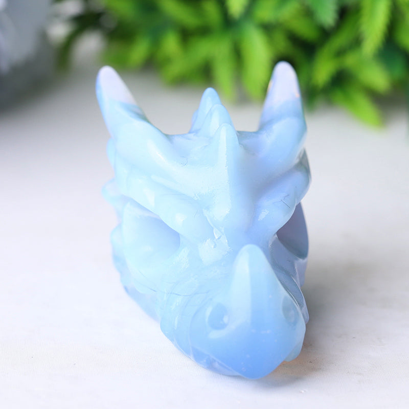 2.7 inch Blue Opalite Crystal Dragon Head Carving