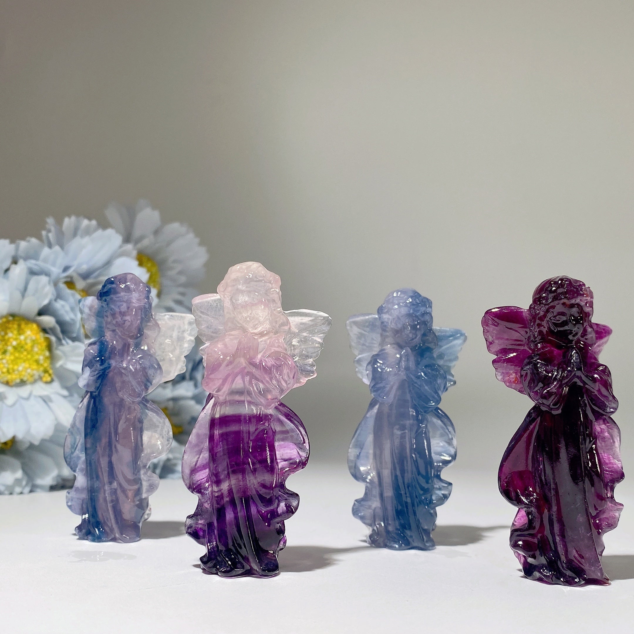 2.7 inch Fluorite Fairy Carving Crystal Figurine Healing