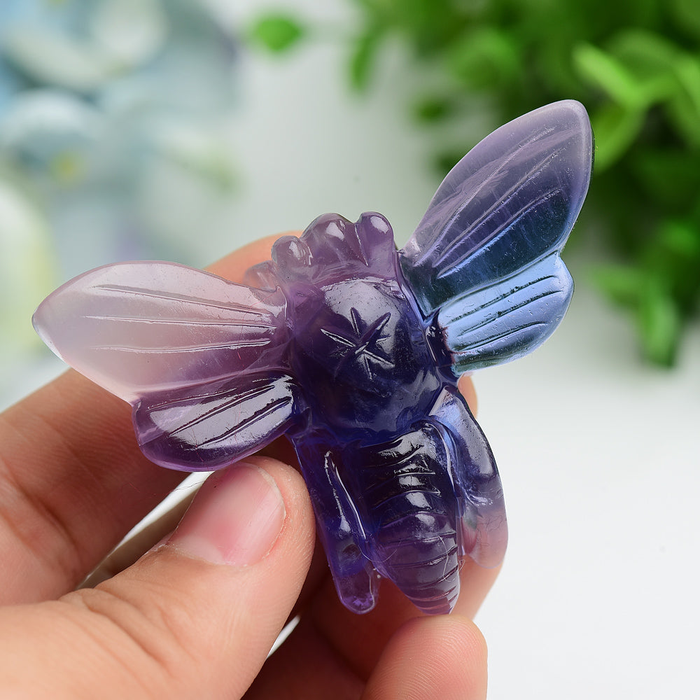 2.7 inch Purple Fluorite Bee Crystal Animal Carving