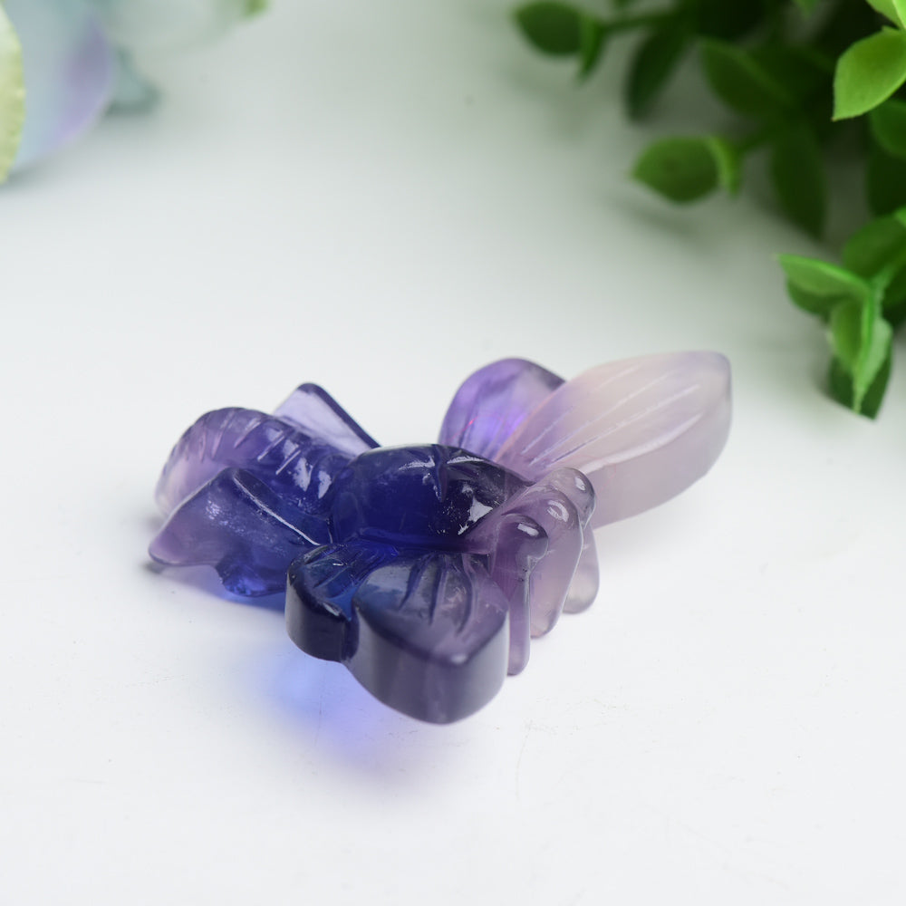 2.7 inch Purple Fluorite Bee Crystal Animal Carving