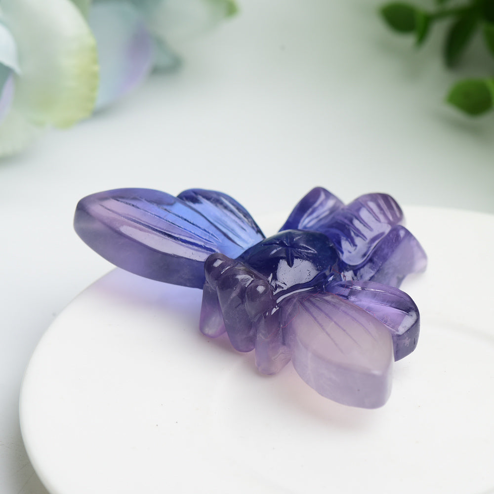 2.7 inch Purple Fluorite Bee Crystal Animal Carving