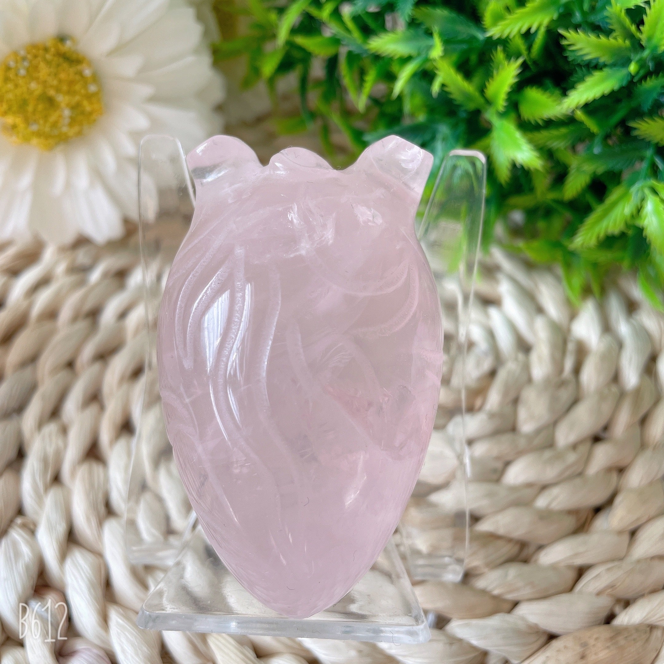2.7 Inch Rose Quartz Heart Crystal for Emotional Healing