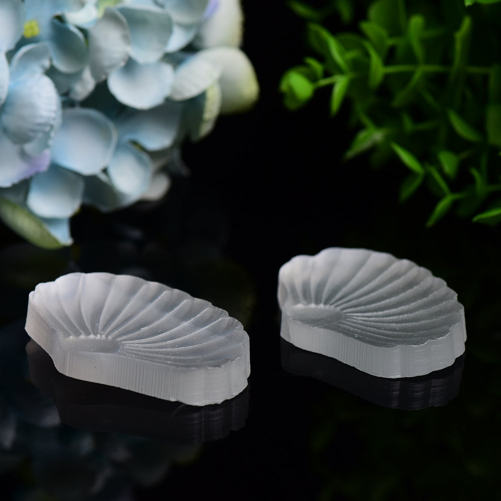 2.7 inch Selenite Shell Shaped Carving for Crystal Decor
