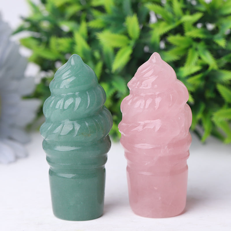 2.76-inch Green Aventurine Ice Cream Crystal Figurine