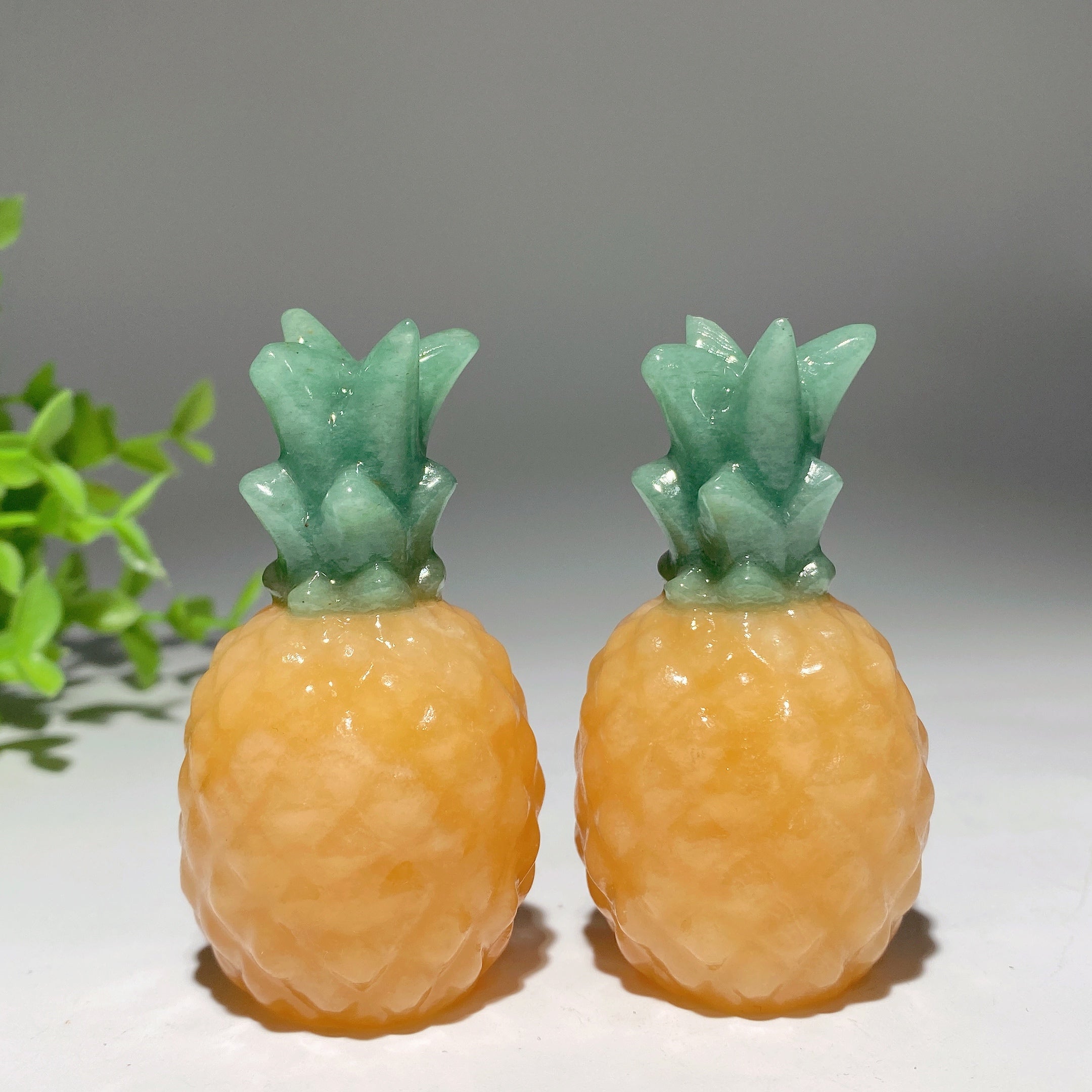 2.7in Orange Calcite & Green Aventurine Pineapple Crystal Figurine