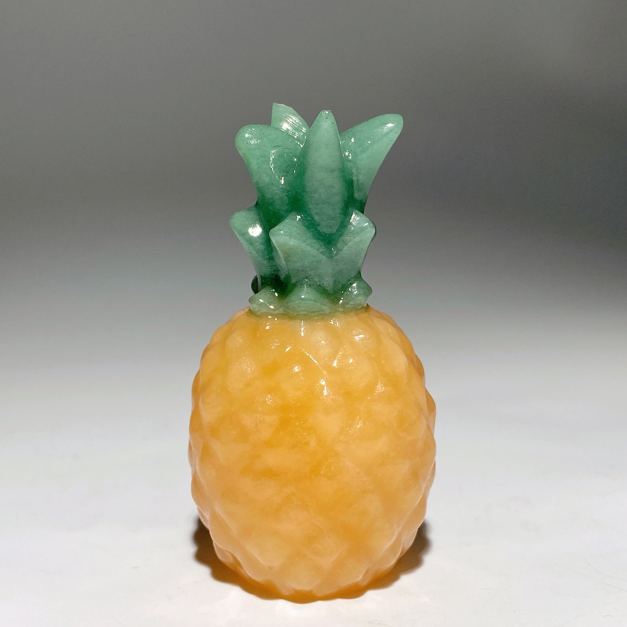 2.7in Orange Calcite & Green Aventurine Pineapple Crystal Figurine