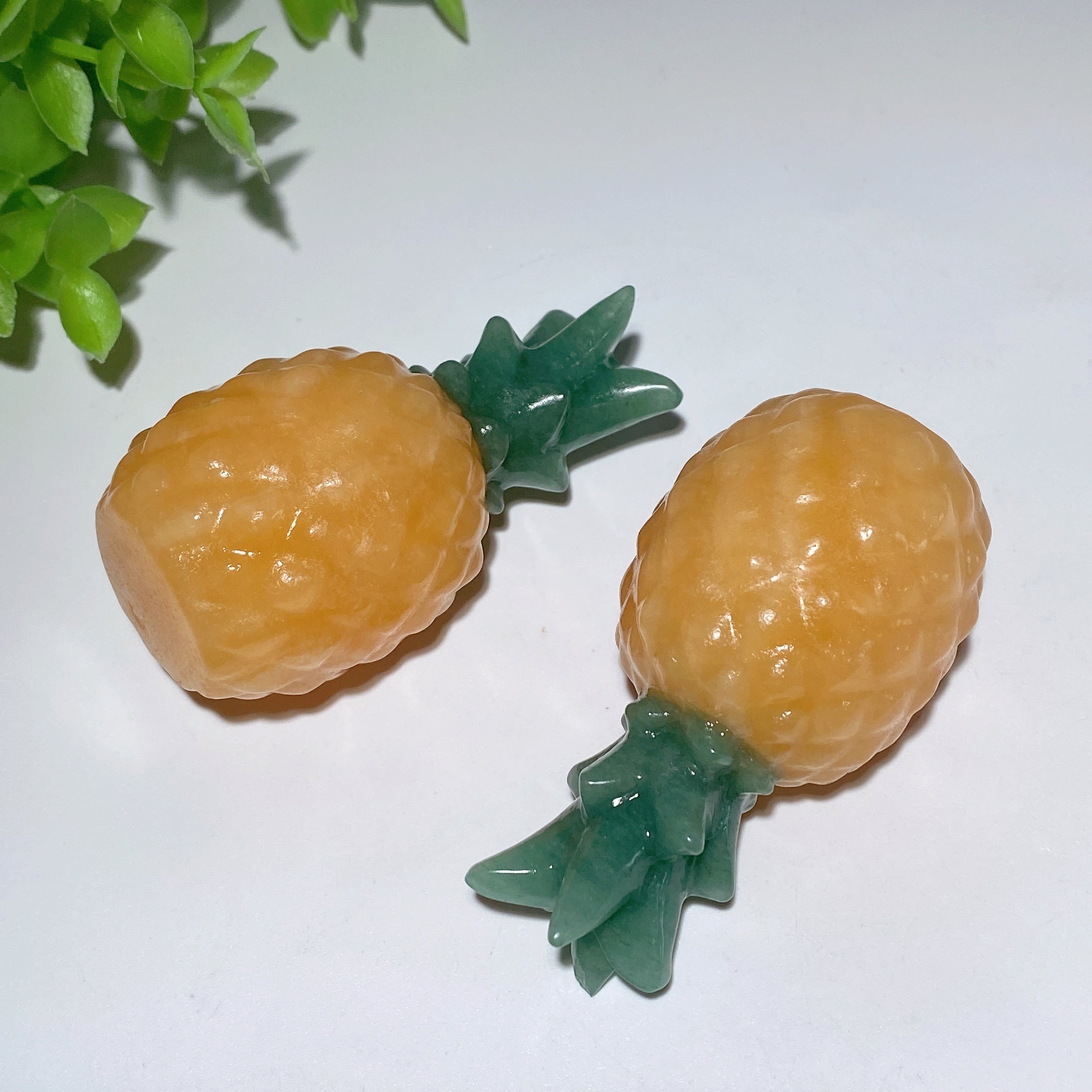 2.7in Orange Calcite & Green Aventurine Pineapple Crystal Figurine