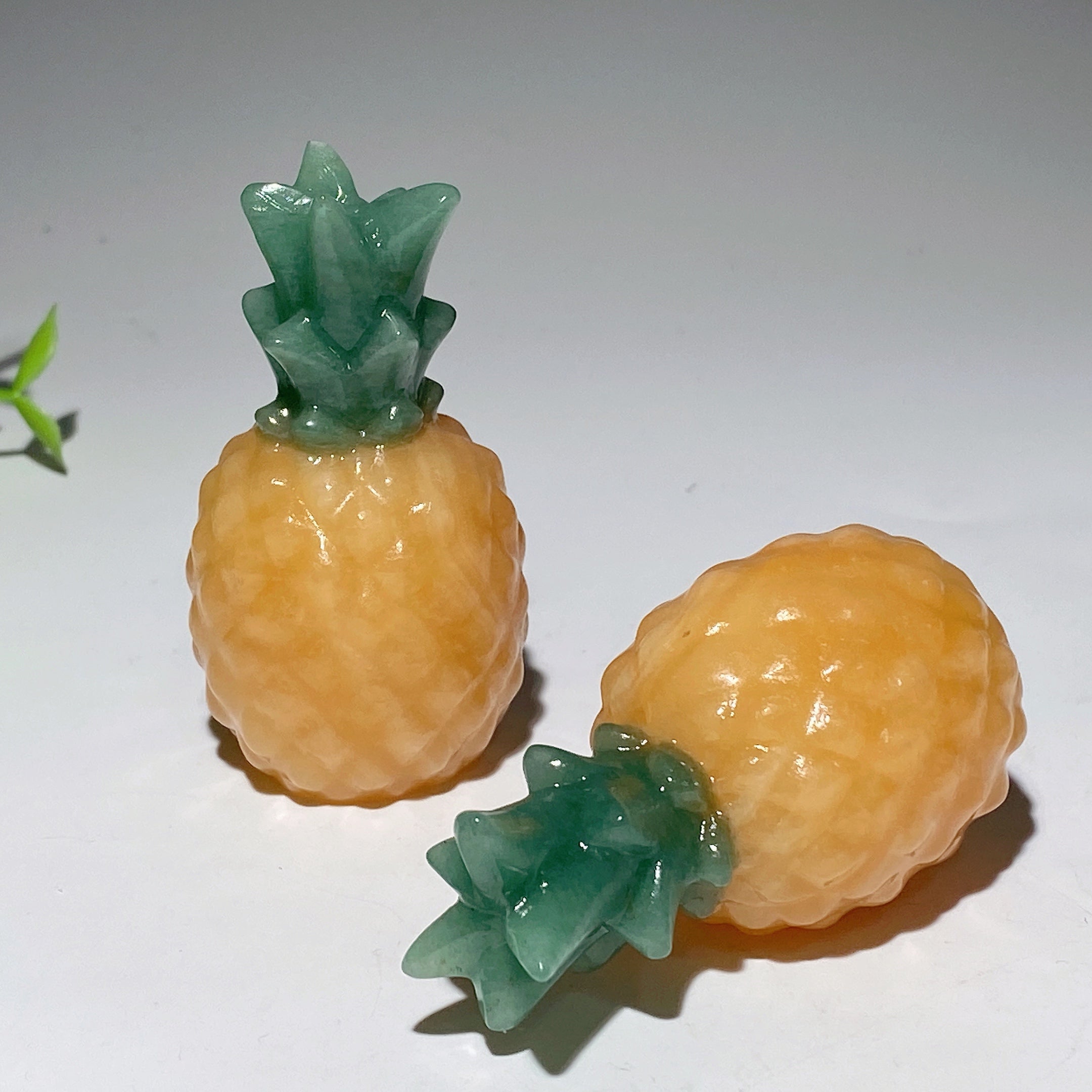 2.7in Orange Calcite & Green Aventurine Pineapple Crystal Figurine