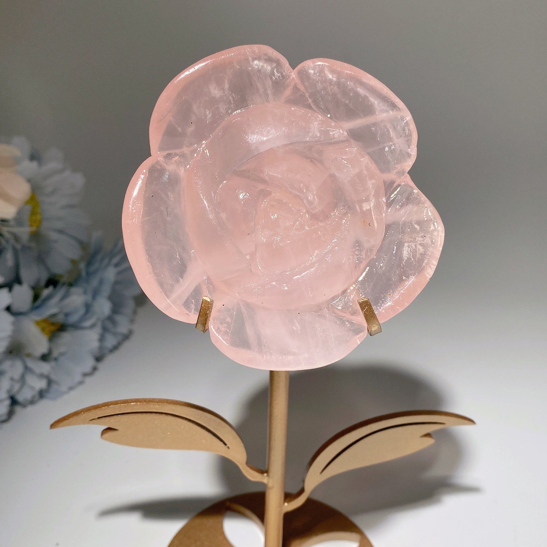 2.8" Amethyst & Rose Quartz Crystal Flower with Stand