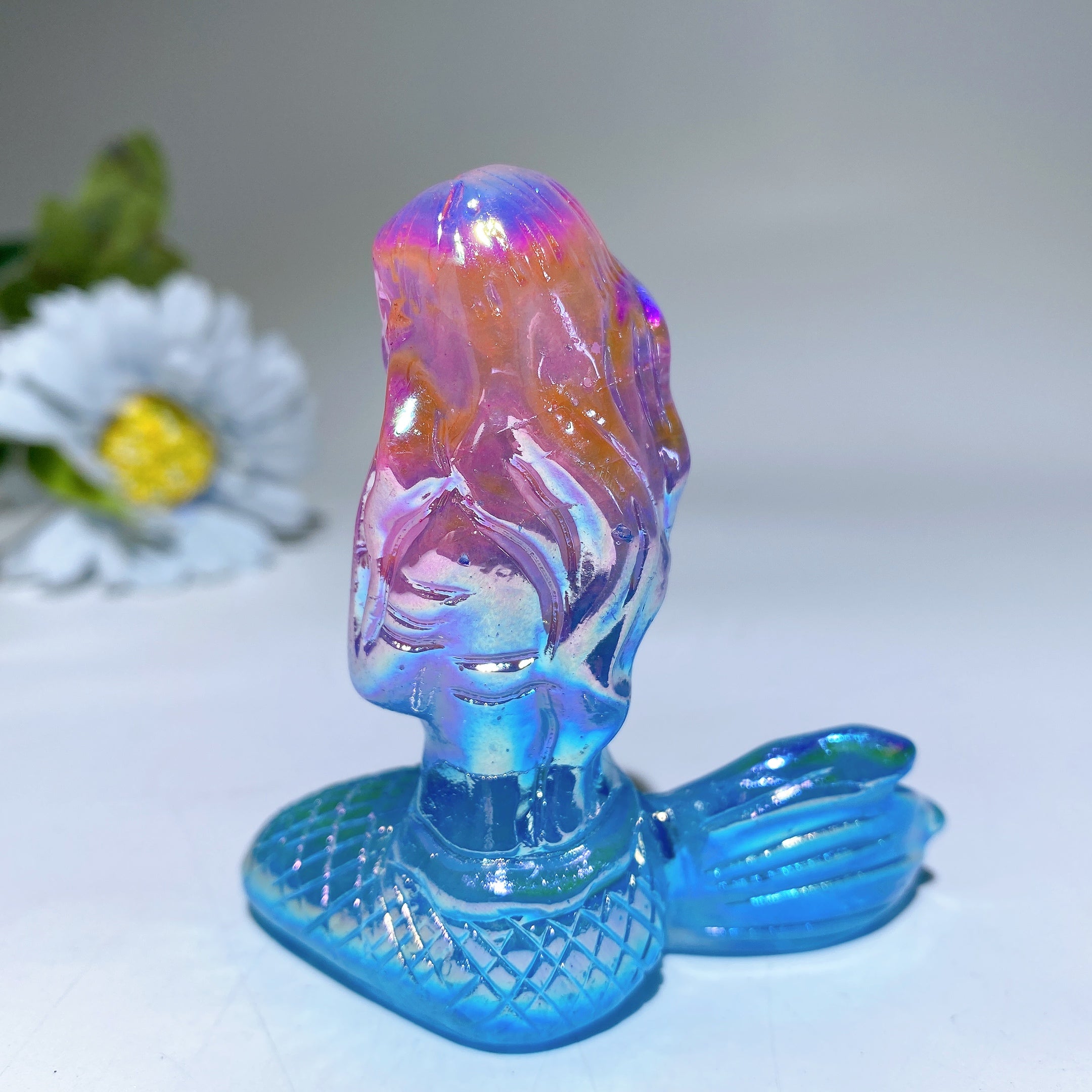 2.8 inch Angel Aura Crystal Mermaid Figurine for Healing