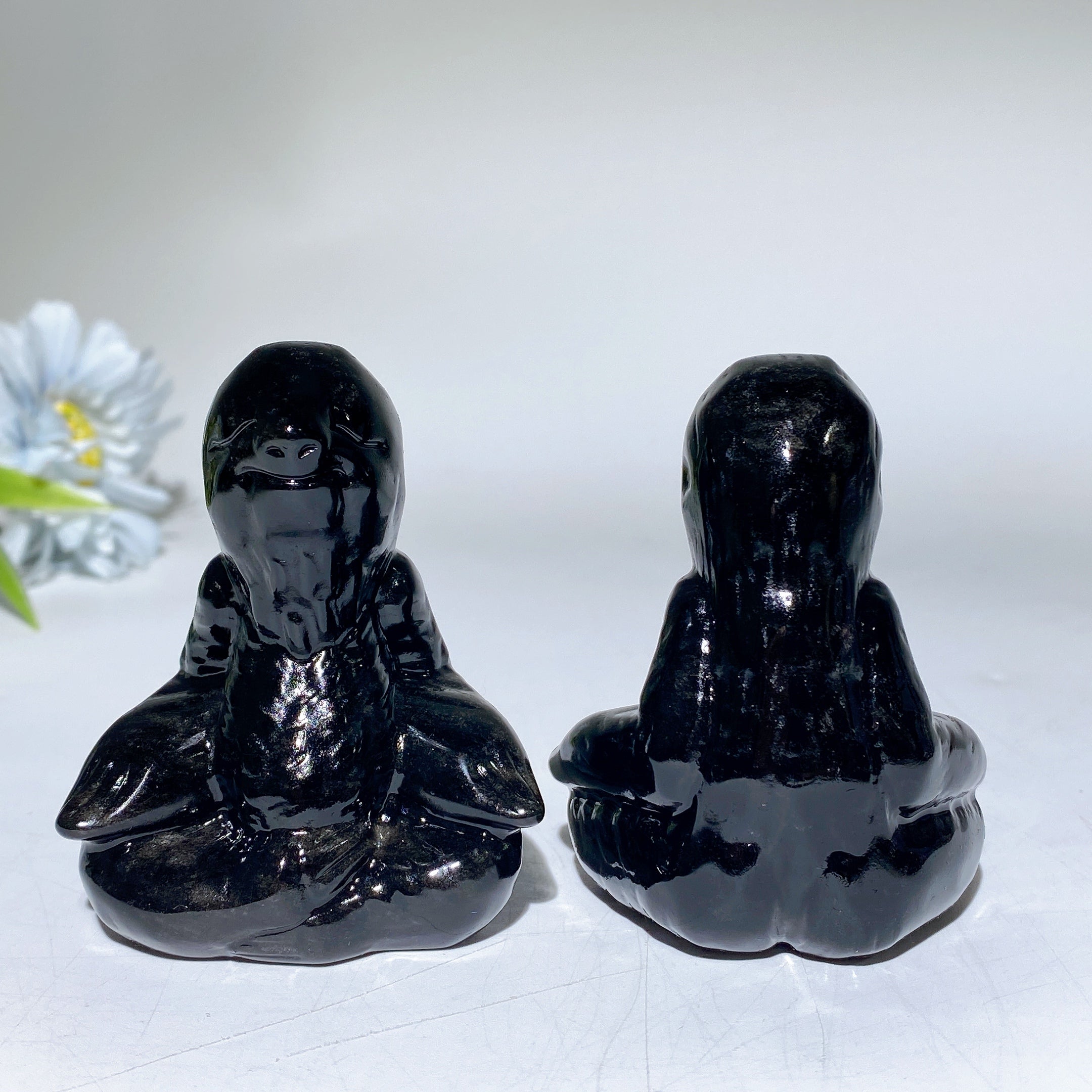 2.8-inch Black Obsidian Sloth Crystal Animal Carving