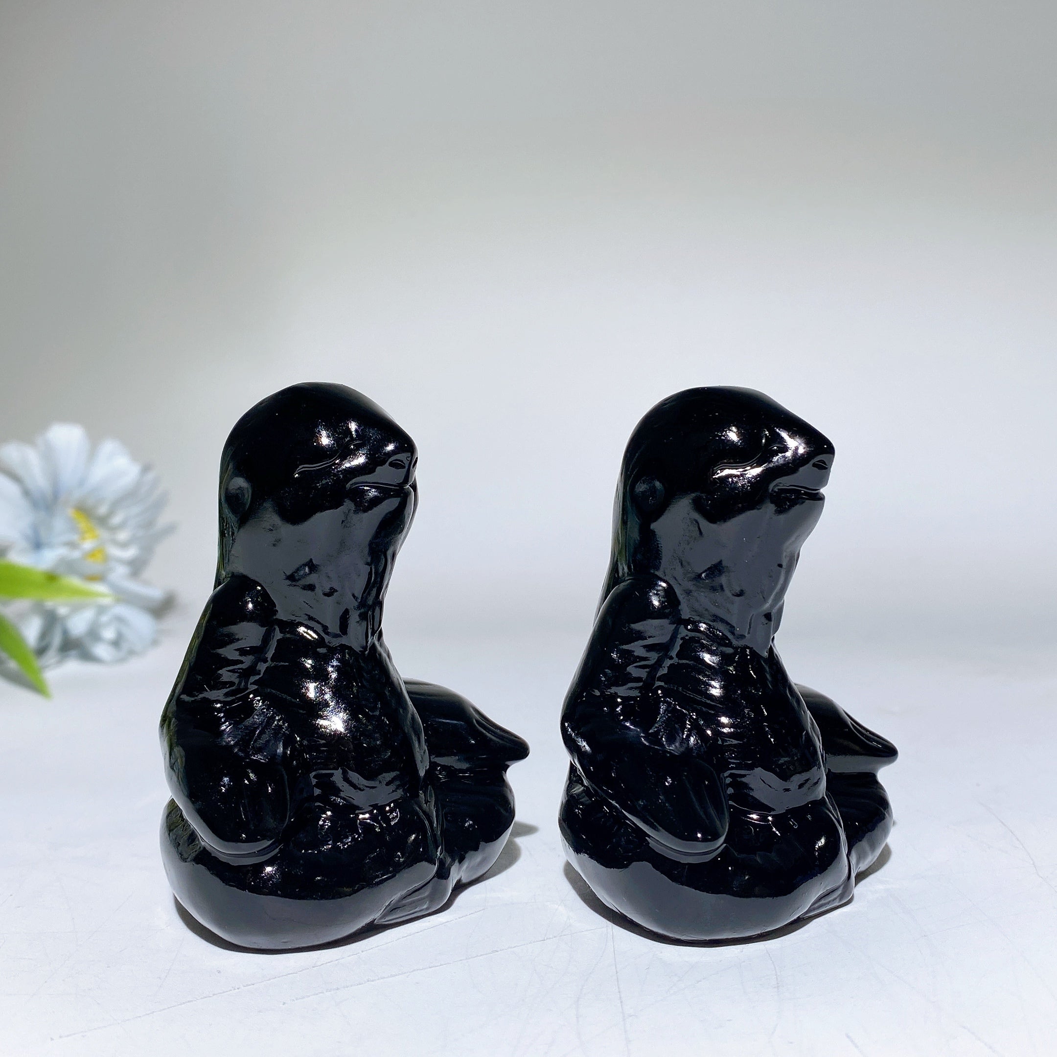 2.8-inch Black Obsidian Sloth Crystal Animal Carving