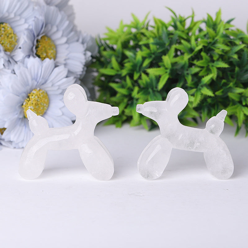 2.8 Inch Clear Quartz Balloon Dog Crystal Carving