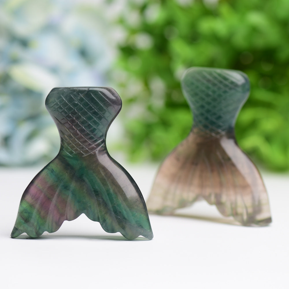 2.8 Inch Fluorite Fish Tail Crystal Animal Carving