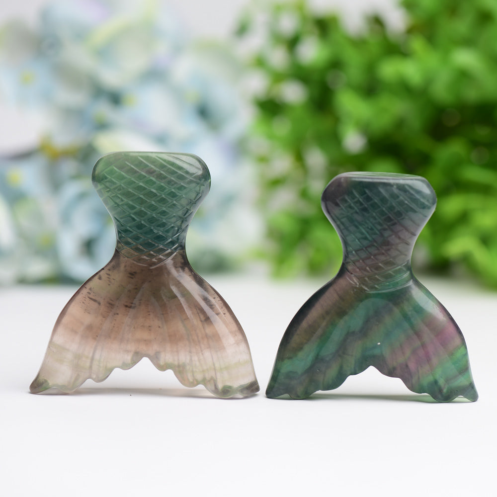 2.8 Inch Fluorite Fish Tail Crystal Animal Carving