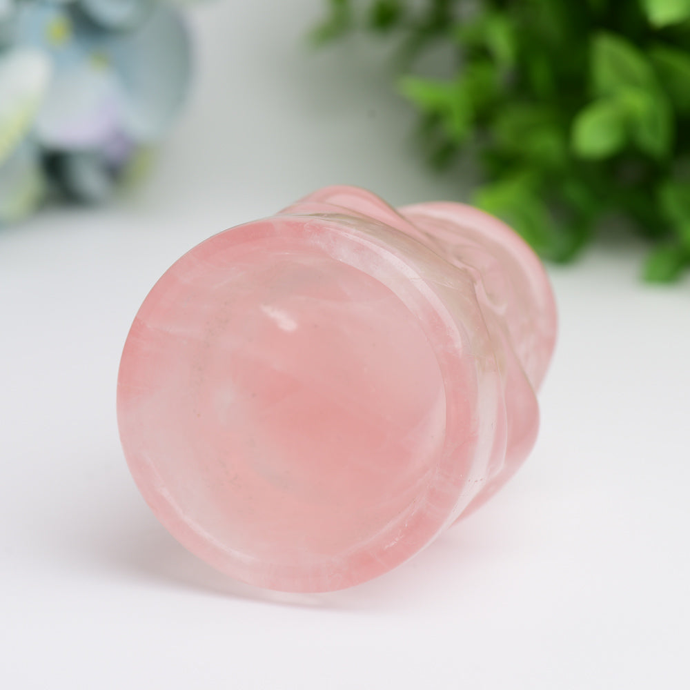 2.8 inch Rose Quartz Crystal Skull Cup for Healing Rituals