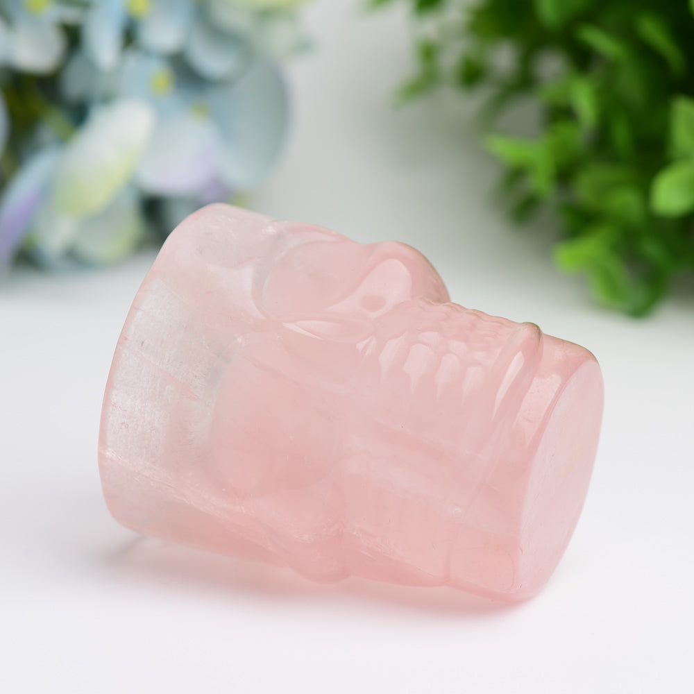 2.8 inch Rose Quartz Crystal Skull Cup for Healing Rituals