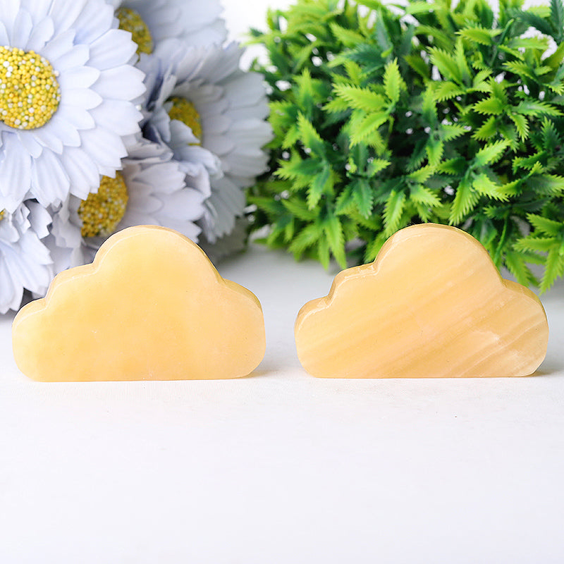2.8 inch Yellow Jade Crystal Figurine - Cloud Carving