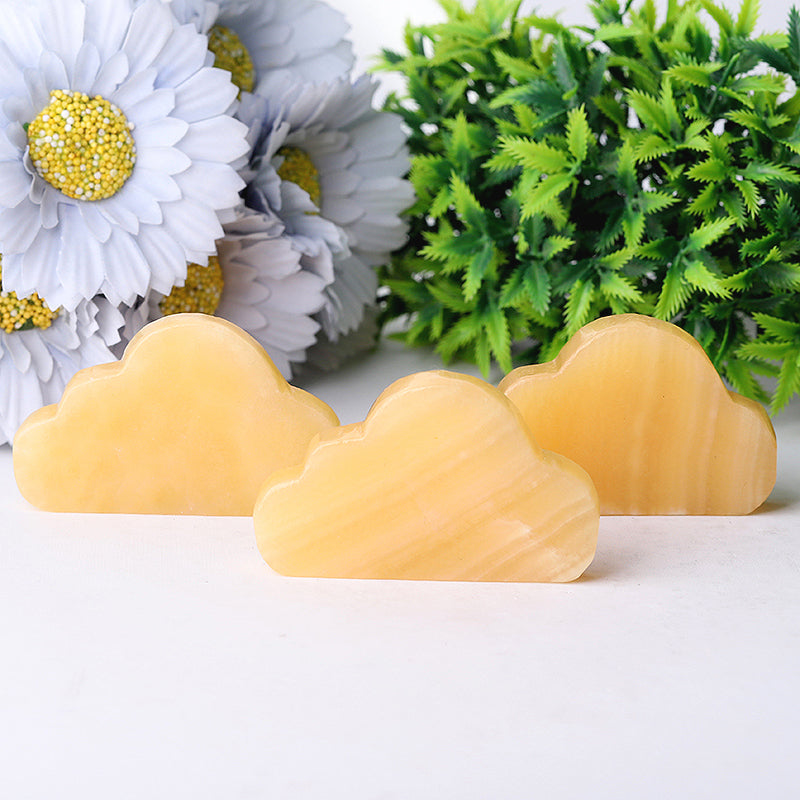 2.8 inch Yellow Jade Crystal Figurine - Cloud Carving