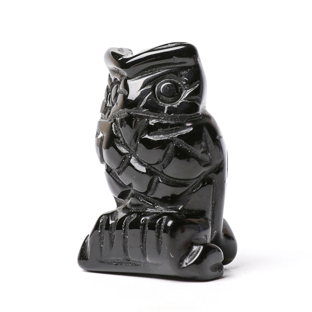 2" Crystal Owl Figurine Hand Carved in Multiple Stones