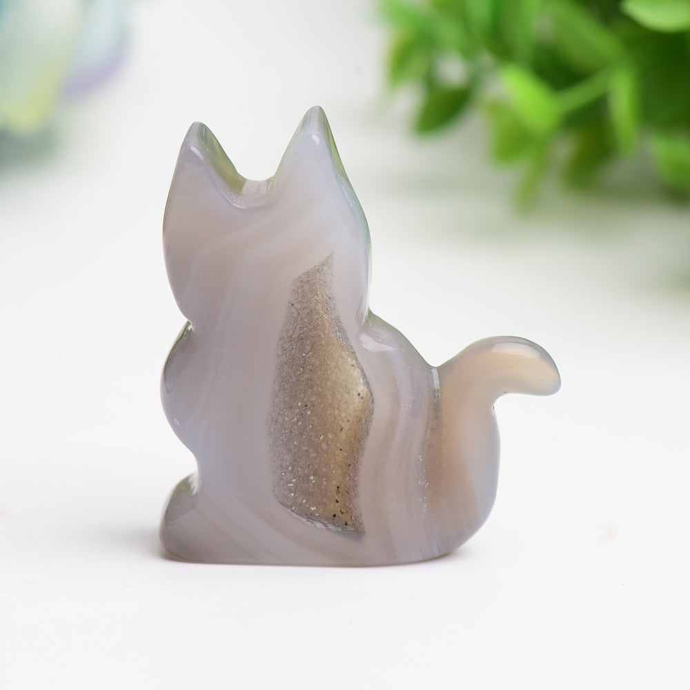 2-inch Agate Cat Crystal Carving for Healing Energy