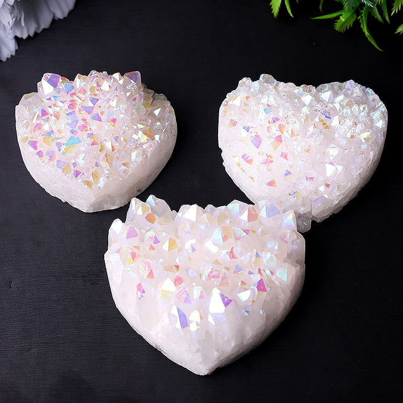 2-Inch Aura Quartz Heart Crystal Figurine with Angel Energy