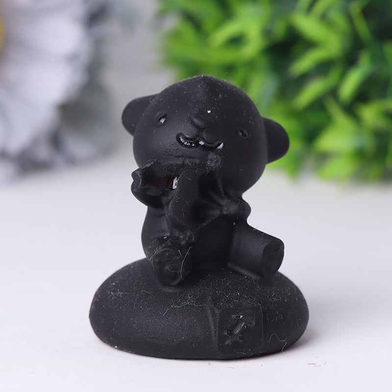 2-Inch Black Obsidian Crystal Bear Carving