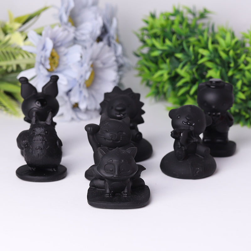 2-Inch Black Obsidian Crystal Bear Carving