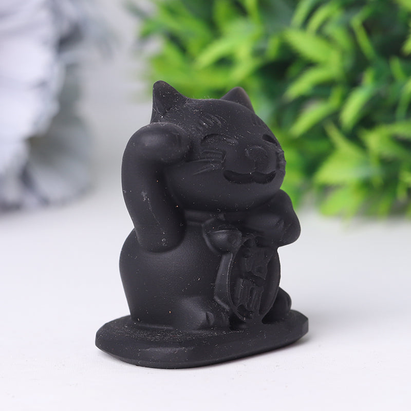 2-Inch Black Obsidian Crystal Bear Carving