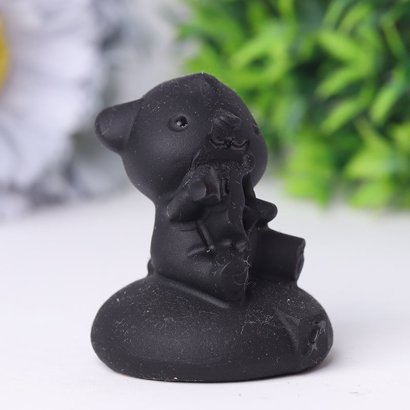 2-Inch Black Obsidian Crystal Bear Carving
