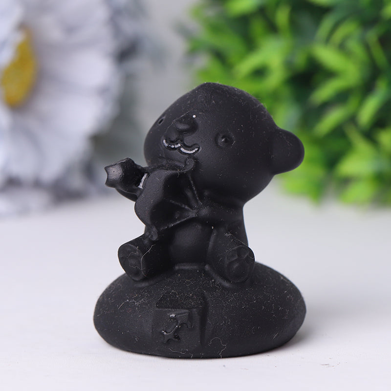 2-Inch Black Obsidian Crystal Bear Carving