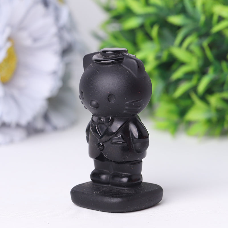 2-Inch Black Obsidian Crystal Bear Carving