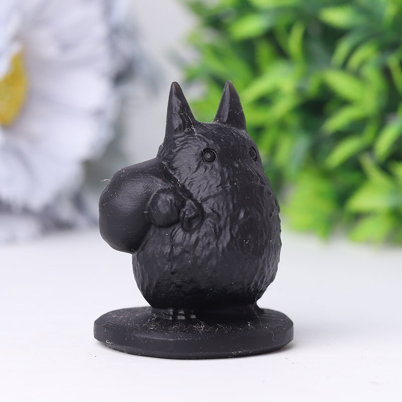 2-Inch Black Obsidian Crystal Bear Carving